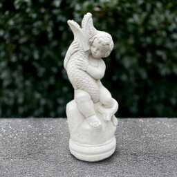 Massive Boy With Fish Statue Concrete Children Sculpture Outdoor Figure Stone Memorial Decoration Handmade Art Gift - thumbnail 1