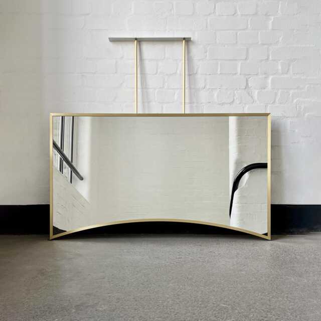 Ceiling Suspended Irregular Shaped Mirror With Brushed Brass Full Frame - image 1
