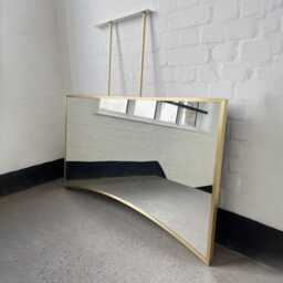 Ceiling Suspended Irregular Shaped Mirror With Brushed Brass Full Frame - thumbnail 2