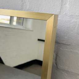 Ceiling Suspended Irregular Shaped Mirror With Brushed Brass Full Frame - thumbnail 3