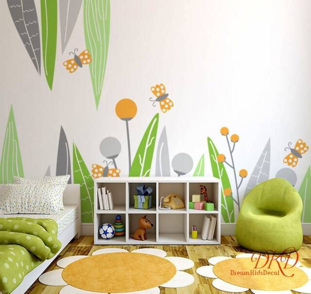 Fresh Green Palm Leaves Wall Stickers, Plants, Flowers & Butterflies Decals, Nursery Decal Sticker-Dk355 - image 1