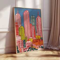 Melbourne Poster, Wall Art, Prints, City Skyline Australia Travel Print, Modern Decor - thumbnail 2