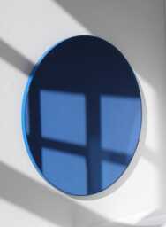 Orbis??? Blue Tinted Round Contemporary Mirror With Frame - Large, Xl