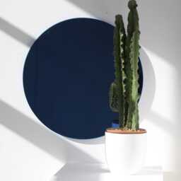 Orbis??? Blue Tinted Round Contemporary Mirror With Frame - Large, Xl - thumbnail 3