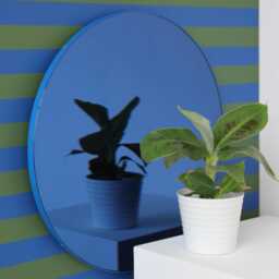 Orbis??? Blue Tinted Round Contemporary Mirror With Frame - Large, Xl - thumbnail 4