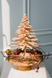 Handmade Wooden Christmas Tree Minimalist Tabletop Decor - thumbnail 1