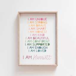 Girls Positive Affirmation Print, Bedroom Decor, Nursery Prints, Wall Art, Playroom Inspirational Rainbow - thumbnail 2