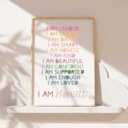 Girls Positive Affirmation Print, Bedroom Decor, Nursery Prints, Wall Art, Playroom Inspirational Rainbow - thumbnail 1
