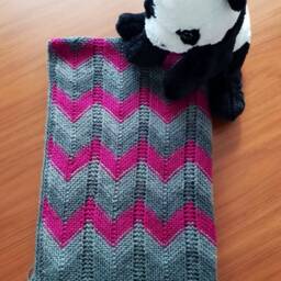 Ombre Gray & Fuchsia Hand Knit Baby Blanket Neutral Colors Charcoal, Gray, Hot Pink 24 Inches X 36 Free Shipping - thumbnail 3