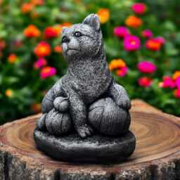 Concrete Cat Statue With Yarn Ball Handmade Kitten Figurine Stone Pet Sculpture Cement Garden Ornament Outdoor Decoration Cat Lover Gift - thumbnail 2