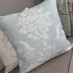 Elegant Laura Ashley Josette Cushion Cover Duck Egg White Floral Pillow For Sofa & Chair Decor Handmade - thumbnail 2