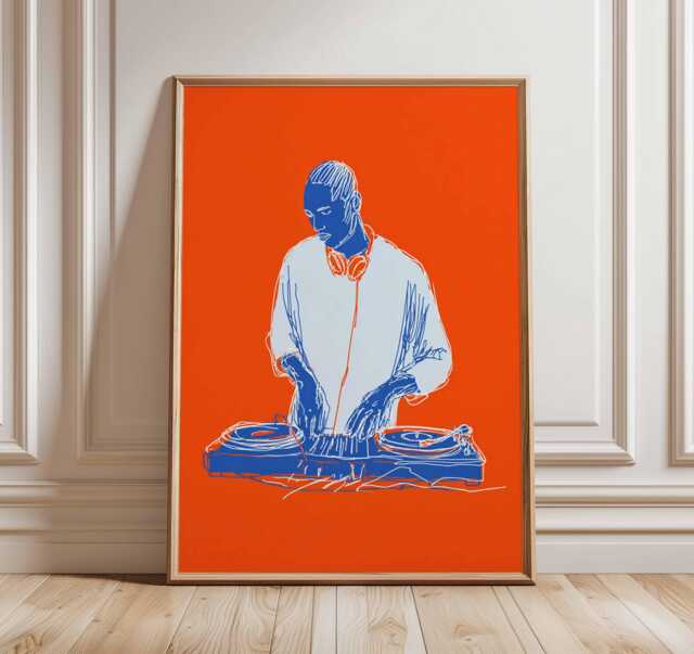 Dj Poster Print - Music Room Decor Modern Pop Art Turntable Studio Wall - image 1