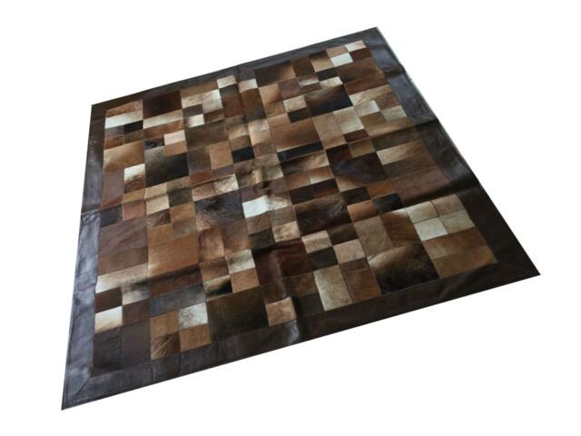 "Cowhide Patchwork Rug. Brown Multiform Amazing Design 5.2 Ft X 6.6 Ft Leather Frame 4 " - image 1
