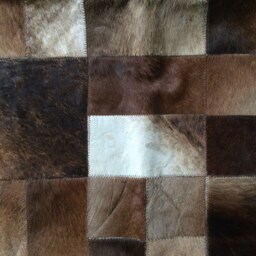 "Cowhide Patchwork Rug. Brown Multiform Amazing Design 5.2 Ft X 6.6 Ft Leather Frame 4 " - thumbnail 2