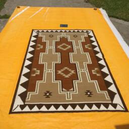 Navajo Rug Hand Woven Southwestern Native American Tribal Style 100% Wool Geometric Transitional Area Brown Kilim Aztec Dhurrie - thumbnail 2