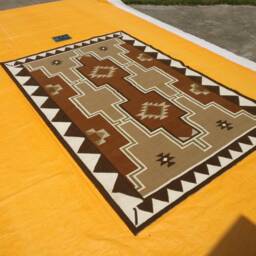 Navajo Rug Hand Woven Southwestern Native American Tribal Style 100% Wool Geometric Transitional Area Brown Kilim Aztec Dhurrie - thumbnail 3
