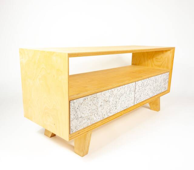 Mid Century Modern Sideboard I Media Console Tv Stand Record Player Made Of Balitc Birch Plywood & Natural Cork With Two Drawers - image 1