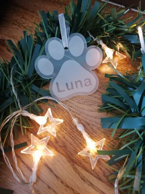Customized Dog Paw Acrylic Christmas Tree Keepsake Decoration - image 1