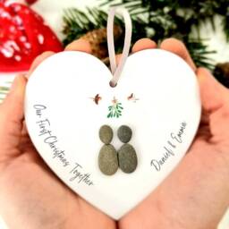 First Christmas Together Couple Personalised Bauble - Pebble Tree Decoration Ornament - Hanging - thumbnail 2
