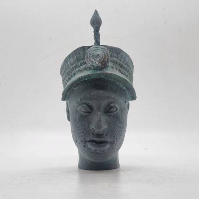Weathered Ife Bronze Ori Olokun Head Bust, African Yoruba Art Statue, Benin Bronze, African Spirituality Figure, 3D Printed Ethnic Sculpture - image 1