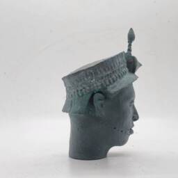 Weathered Ife Bronze Ori Olokun Head Bust, African Yoruba Art Statue, Benin Bronze, African Spirituality Figure, 3D Printed Ethnic Sculpture - thumbnail 2