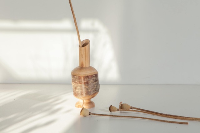 Rustic Wood Vase Scandinavian Home Decor Candlestick - image 1