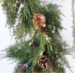 Christmas Garland-Snowy Cedar With Pinecones-Holiday Garland-Christmas Greenery-Modern D??cor-Christmas Table Runner-Winter - thumbnail 2