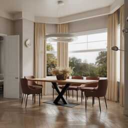 Hardwood Solid Oak Dining Table Steel Leg 058 - thumbnail 3