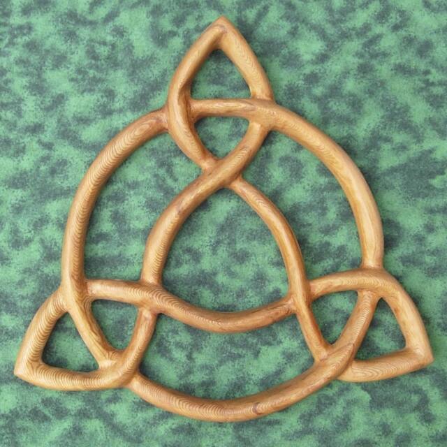 Open Triquetra Celtic - Knot Of Communication Wall Hanging Trinity Art Triangle Wood Carving Irish Home Decor - image 1