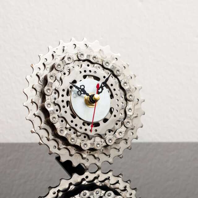 Small Bicycle Clock - Desk Unique Steampunk Decor Industrial Boyfriend Gift Husband Father - image 1