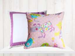 Set Of Two Girls Nursery Pillow Covers, Pink Purple Animal Print - thumbnail 1