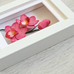 Pink Cymbidium Orchid Mini Wall Decor - Small Framed Botanical Art Tropical 3D Paper Lover Gift Anniversary - thumbnail 4
