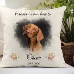 Personalised Pet Memorial Cushion, Custom Photo Remembrance Keepsake, Dog Cat Loss Gift - thumbnail 2