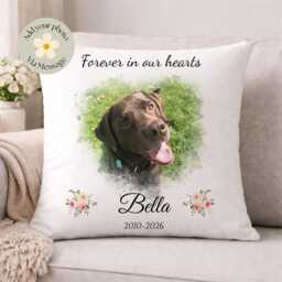 Personalised Pet Memorial Cushion, Custom Photo Remembrance Keepsake, Dog Cat Loss Gift - thumbnail 1