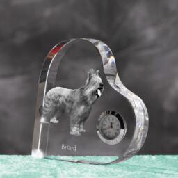 Briard - Crystal Clock in The Shape Of A Heart With Image Pure-Bred Dog - thumbnail 2