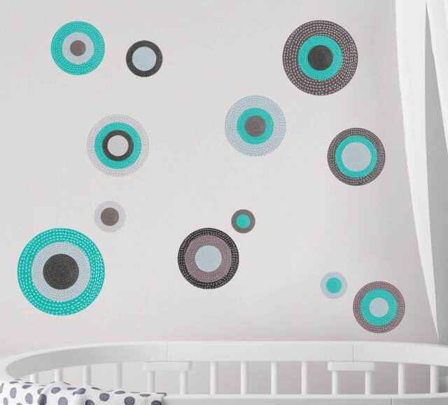 Polka Dot Wall Decals - Set Of 12 Circle Peel & Stick Stickers Serenity Collection - image 1