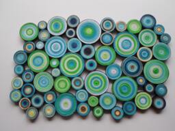 Blue Green Paper Quilling Wall Art Modern Geometric Decor - thumbnail 1