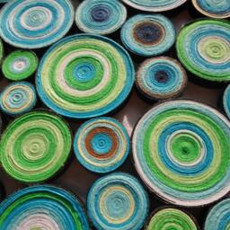 Blue Green Paper Quilling Wall Art Modern Geometric Decor - thumbnail 2