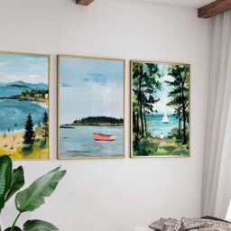 Set Of 3 Maine Posters, Usa Travel Prints, Coastal Wall Art Sets, New England Landscape Poster Decor, Nautical Print Gift - thumbnail 3