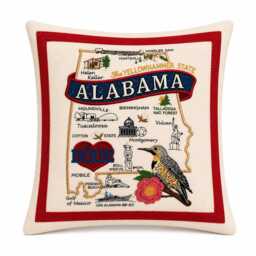 Alabama State Pillow Embroidered With State Icons - Feather Insert Yellowhammer - thumbnail 2