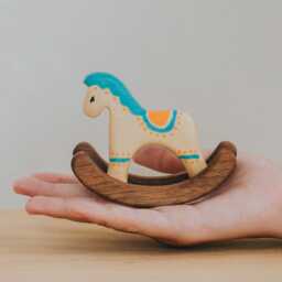 Handmade Wooden Rocking Horse Toy, Miniature Toys, Toddler Baby Shower Gift, Nursery Shelf Decor, Eco-Friendly Gift - thumbnail 3