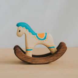 Handmade Wooden Rocking Horse Toy, Miniature Toys, Toddler Baby Shower Gift, Nursery Shelf Decor, Eco-Friendly Gift - thumbnail 2