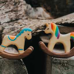 Handmade Wooden Rocking Horse Toy, Miniature Toys, Toddler Baby Shower Gift, Nursery Shelf Decor, Eco-Friendly Gift - thumbnail 4