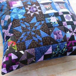 Patchwork Quilted Pillow Cover Star Decorative Cushion, Blue Or Purple - thumbnail 4