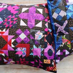 Patchwork Quilted Pillow Cover Star Decorative Cushion, Blue Or Purple - thumbnail 3