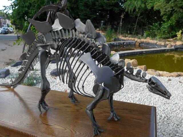 Handmade Welded Stegosaurus Skeleton Sculpture - image 1
