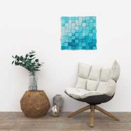Blue Sea Wood Wall Sculpture - Modern Mosaic Wooden Decor - thumbnail 4