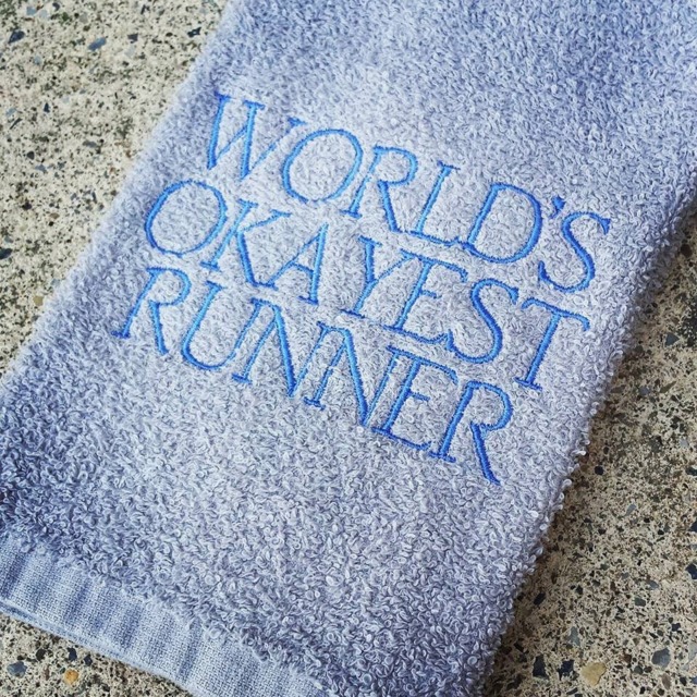 World's Okayest Runner Sweat Towel Personalized Gym Gift - image 1