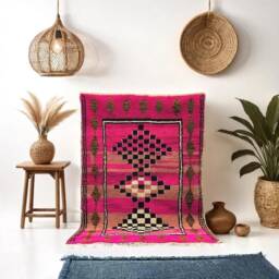 Handmade Berber Wool Rug Traditional Moroccan Pink Area Rug - thumbnail 1