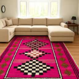 Handmade Berber Wool Rug Traditional Moroccan Pink Area Rug - thumbnail 2
